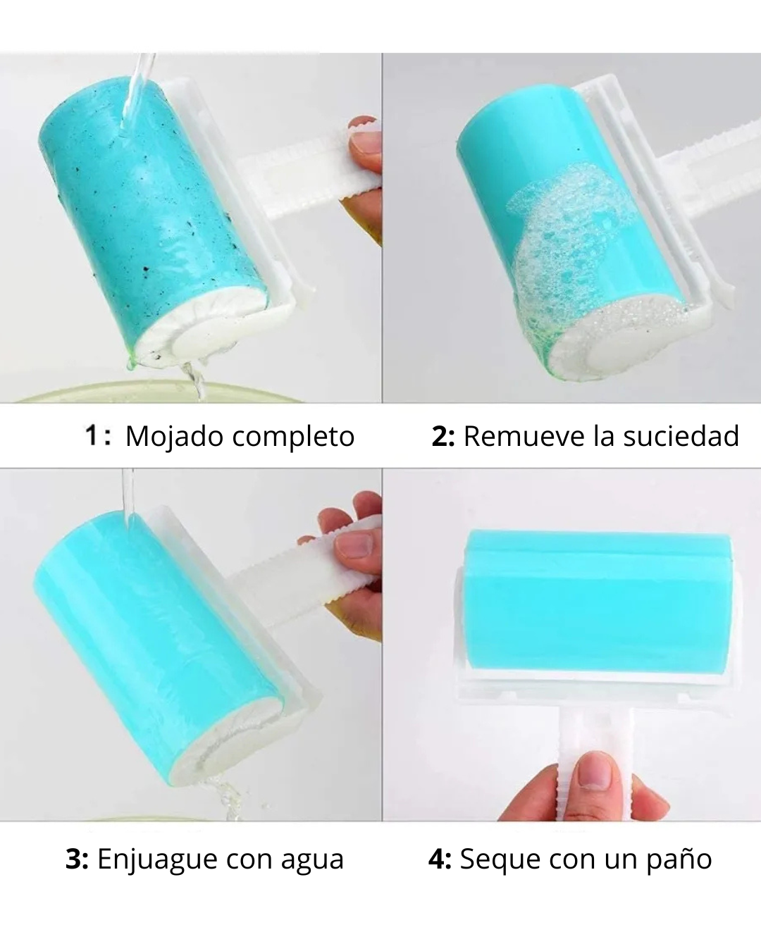 Rodillo quitapelusa reutilizable limpiando pelos de perro en ropa